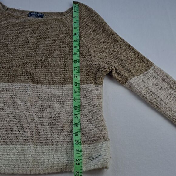 Abercrombie & Fitch Women's Color Block Boat Neck Sweater Tan Brown Size Medium - Picture 7 of 8